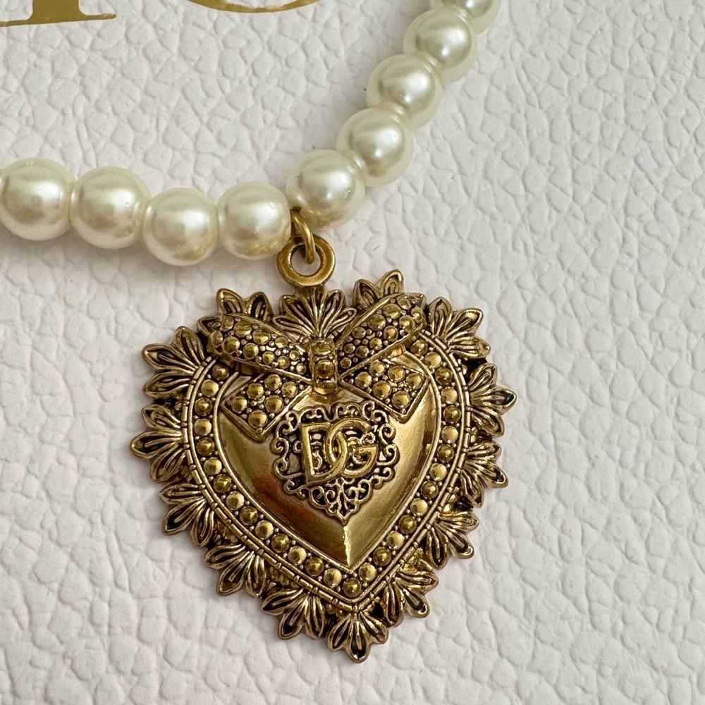 Dolce And Gabbana Gold Tone  Heart Charm  Pendant Necklace